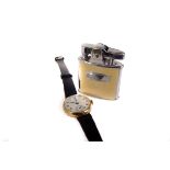 A 9ct gold plated lady's wristwatch, on black strap, together with a ladies Art Deco Ronson