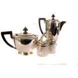 A collection of silver and silver plated items, to include a Victorian silver and glass mustard