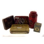A selection of vintage tins, including Huntley and Palmers, Three Nuns, commemorative and more (
