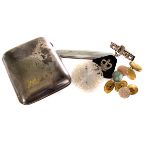 A selection of various jewellery and other items, including dress studs, hat pins, silver