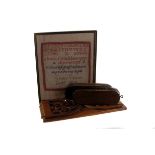 A Gentleman's lot: Two vintage shoe polishing brushes, together with a mahogany writing slope, a set