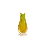 A Murano Italian Sommerso glass vase, in green and yellow, approx 25cm H