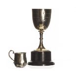 Of 1960s Greyhound Racing Interest: a modern silver goblet, on black plastic base, engraved to cup
