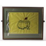 Golf autograph, Gary Player, a framed Masters flag with dedication "To Eddy, You are never too old