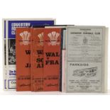 Rugby Union programmes and tickets, a group of approx 40 from the 1970s onwards, including Wales,