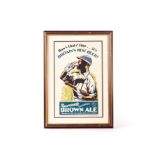 Cricket Advertisement, a framed and glazed reprint of an advertisement fro 'Newcastle Brown Ale