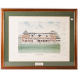 Cricket, Watercolour Print, The Lord's Pavilion' depicting Benson & Hedges Cup Final 9th July