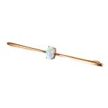 A 9ct gold and opal bar brooch, the oval stone in 9ct gold claw mount, approx 2.7g