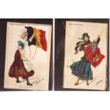 Tobacco silks ATC, Flag Girls of All Nations, 'P' size,  (set, 24 silks), all Nebo cigarettes, (