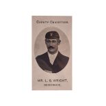 Cigarette card Cricket, Taddy County Cricketers, Derbyshire, type card, Mr L G Wright (gd/vg) (1)