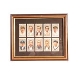 Cigarette Cards, Cricket, Four framed and glazed Cricket Card Sets, John Player Cricketers 1934 (