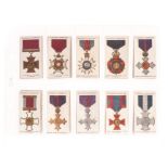 Cigarette Cards, Military, Complete Sets, Players, War Decorations and Medals  (90) together with