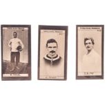 Cigarette cards J & F Bell, Footballers, three cards, nos 1 (gd), 27 (back slightly miss-cut o/w gd)