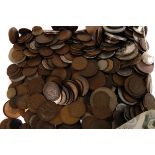 A large collection of British and World coinage, various silver, half silver and copper coins,