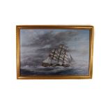 Clive Purcell (20th Century) Oil on canvas, depicting a large sailing ship at sea, signed and