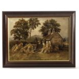 A 19th century unsigned oil on canvas painting Scottish pastoral figural landscape, depicting