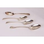 A set of four George III silver tablespoons by Richard Crossley, dated London 1806, one AF (4)
