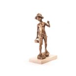 After Giovanni De Martino (1870-1935) Art Deco figure group of a young fisher boy carrying a