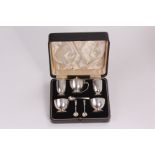 A George VI silver cased cruet set, containing a pair of peppers and salts, with a mustard pot and
