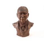 After E. Vincent, a probably French bronze sculptural bust of a diplomatic gentleman, signed E.