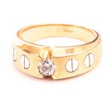 A modern 9ct gold diamond solitaire gentleman’s signet ring, having an approx 0.4ct brilliant cut