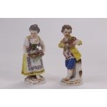 A pair of early to mid-twentieth century Meissen figure groups, modelled as a barefoot couple