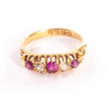 An Edward VII 18ct gold diamond and ruby five stone ring, hallmarks for Chester 1910, approx 4g