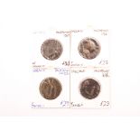 A group of four 17th & 18th century Irish half pennies and a half crown, including two James II