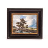 N. Gardelli, 19th century, Continental School, an oil on ivory after Ruysdael Giacomo, approx 7cm by