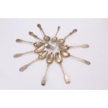 A set of six Victorian silver teaspoons by WT, together with a pair of Art Nouveau sterling