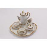 An Art Deco period Rosenthal tête à tête coffee set, in the Pompadour pattern of plain white and