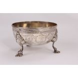 A good quality George III silver footed bowl, on scroll shell pad feet, with neo-classical