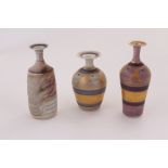 Mary Rich (British, b.1940), Three banded bottle vases with impressed M seal, c.1985 16.5cm H and