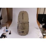 A South Sea Island/Easter Island tribal mask, with shell eyes and with clay grey finish 99cm H