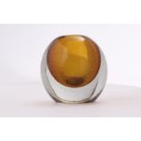 A Nuutjavari Notsjo cased citrine glass vase by Gunnel Nyman, of spherical form with encaptured