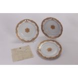 Three pieces of Russian Imperial Porcelain Manufactury dinner ware, from the Grand Duke Alexander