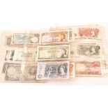 A collection of British & World bank notes, including several Scottish 5 and 1 notes, a Fforde 5,