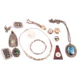 A collection of jewellery and watches, including a 9ct cased lady’s watch, an 18ct gold cased lady’s