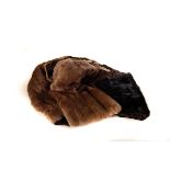 A black velvet cape, together with a Bright's of Bristol fur stoles and another example (3)