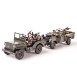 Fusilier Miniatures Army Air Corps Jeep, unmarked Airborne Land Rover, VG, (2)