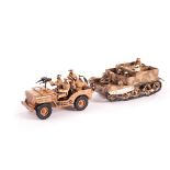 Fusilier Miniatures 8th Army L.R.D.G. bren gun carrier and jeep, VG, (2)