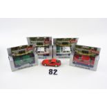 Schuco 1:43 Diecast, VW Scirocco, BMW 520 Notarzt, Mercedes 350 SE Polizei and another, in