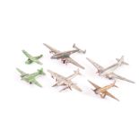 Pre-War Dinky Toy Aircraft, 68b Frobisher Air Liner, dark camouflage, 62m Airspeed Envoy, mid-green,