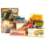 Dinky Toys 984 Atlas Digger, 451 Johnston Road Sweeper, 416 Ford Transit Van, 344 Land Rover, 1029