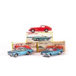 French Dinky Sports Cars, 515 Ferrari 250 GT, metallic blue body, 506 Ferrari 275 GTB, red body, 528