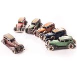 Pre-War Tootsietoys, Graham 6 Wheel Sedan (4), 4 Wheels Sedan (3), 5 Wheel Coupe, Open Roadster,