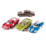 Politoys, including No.525 Ferrari Pininfarina, No.534 Ford Lola GT, No.553 Iso Grifo, No.531 Alfa