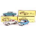 A Politoys No.522 Bianchi ‘Primula’, metallic blue body, No.507 Ford Cortina, light metallic sea