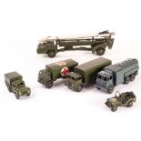 Dinky Toys 666 Missile Erector Vehicle & Platform, 153a Jeep, 642 Pressure Refueller, 622 Army