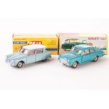 A French Dinky 538 Ford Taunus 12M, turquoise body, 557 Citroën AMI 6, light blue body, white